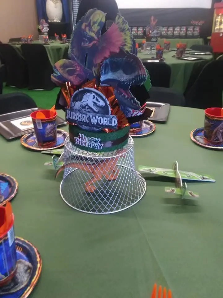 Jurassic dinosaur party setup
