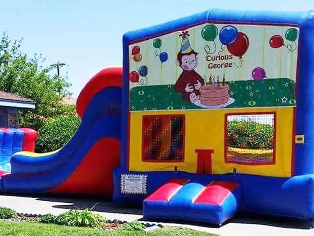 Curious George bounce house graphic panel