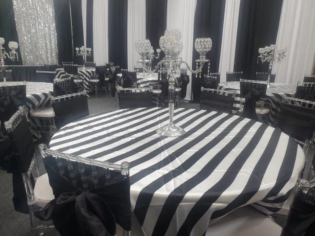 Black & white event with clear Chiavari chairs