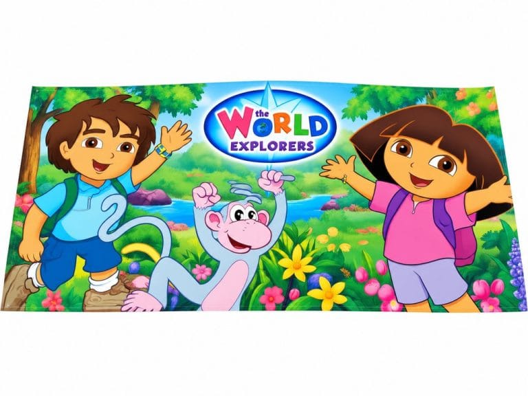 The World Explorers bounce house graphic panel