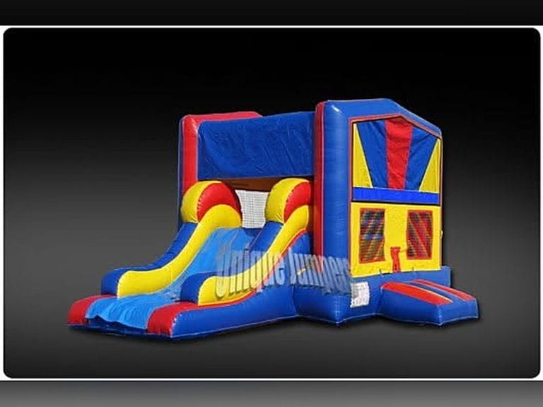 Medium Bouncer & Slide Combo in blue and red, bounce house rental in Midland, TX