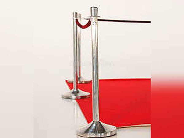 Red carpet with silver stanchions and rope rental in Midland, TX